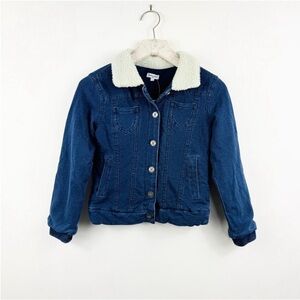 Splendid little girls faux fur collar denim jacket NEW